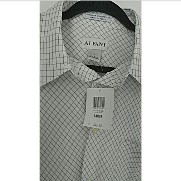 Alfani Grid Check Off White Button Down Sh… - Picture 9 of 9